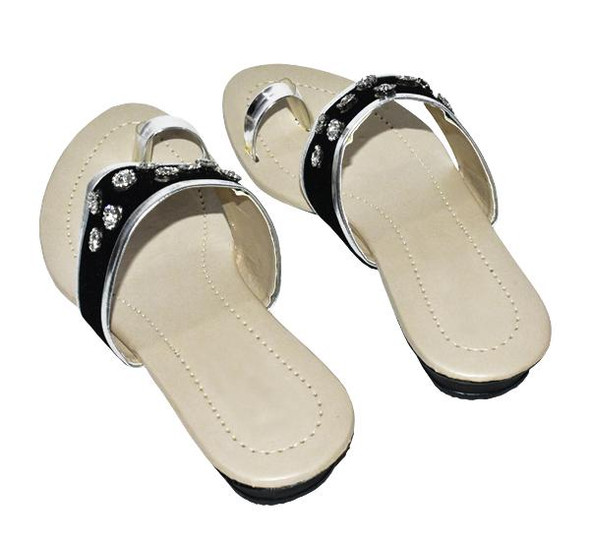 Fancy Black Thumb Style Chappal for Ladies - Hiffey