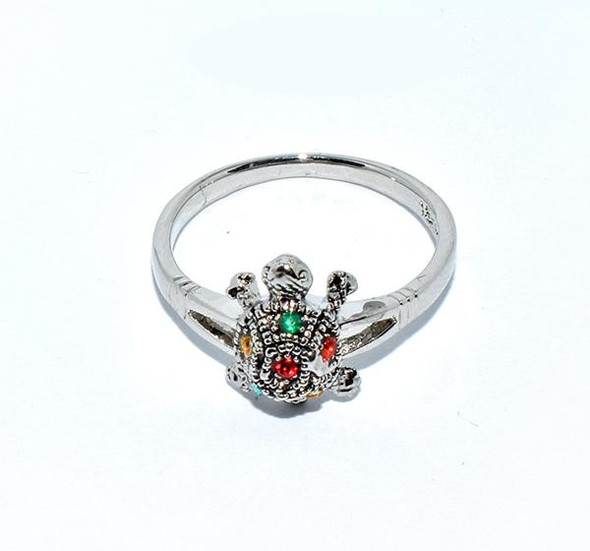 Multi Color Sterling Metal Tiny Sea Turtle Ring - Silver - Hiffey