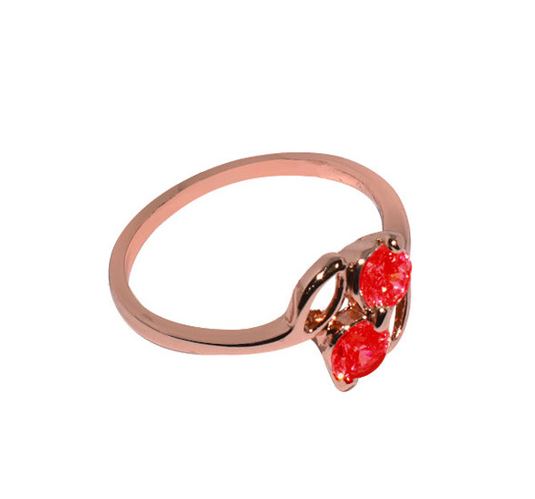 Red Tiny Twin Alloy Ring For Girls - Golden at Hiffey .pk