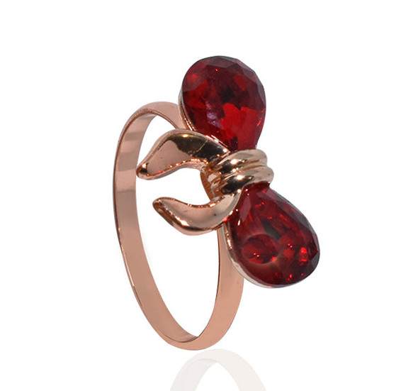 Two Red Alloy Bow Style Ring For Girls - Golden at Hiffey .pk