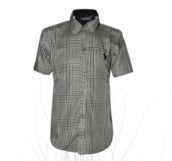 Black Green Check Printed Cotton Shirt For Boys - Gray at Hiffey .pk