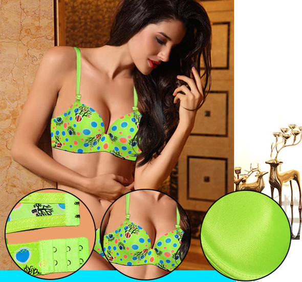 Multi Polka Dots Printed Padded Wired Bra - Green-1650319068 at Hiffey .pk