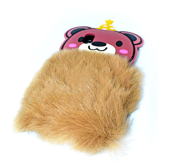 Fluffy Hairy Pizza Hat Bear Face Mobile Back Covers For Oppo - Brown - Hiffey