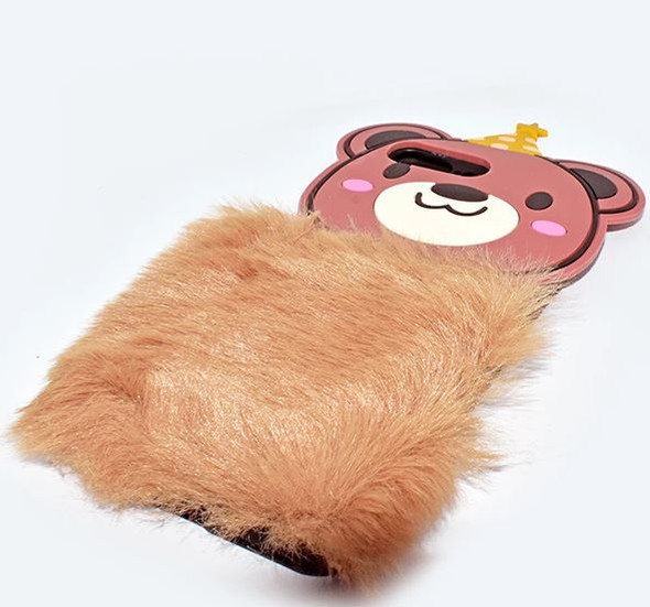 Fluffy Hairy Pizza Hat Bear Face Mobile Back Covers For Apple Iphone - Brown at Hiffey .pk