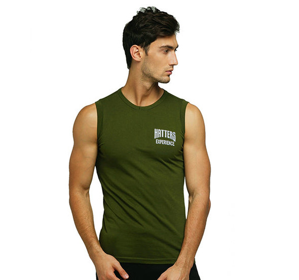 Round Neck Cotton Muscle Casual Sleeveless Sando For Men - Green at Hiffey .pk