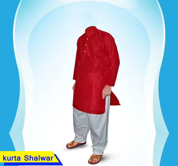 Plain Embroidered Kurta With White Shalwar - Red - Hiffey