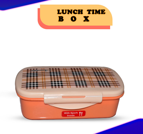 Multi Check Design School Lunch Box For Kids - Orange