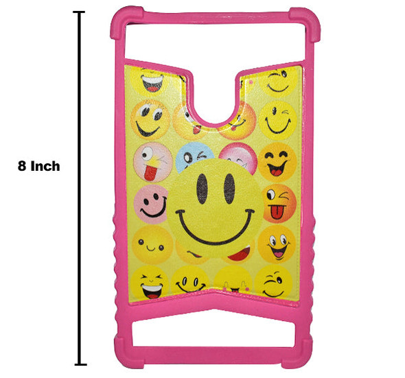 Smiley Faces 8 Inch Tablet Back Cover - Pink - Hiffey