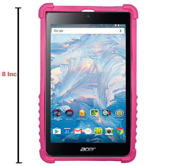 Soft Rubber Made 8 Inch Simple Tablet Back Cover - Pink - Hiffey