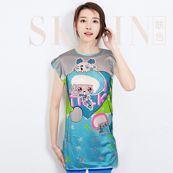 Cute Little Cartoons Printed Fancy Long Night T-Shirt For Women - Multicolor at Hiffey .pk