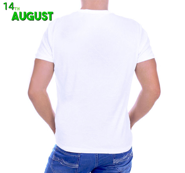 14 August Celebration T-Shirt For Men's - Green & White at Hiffey .pk