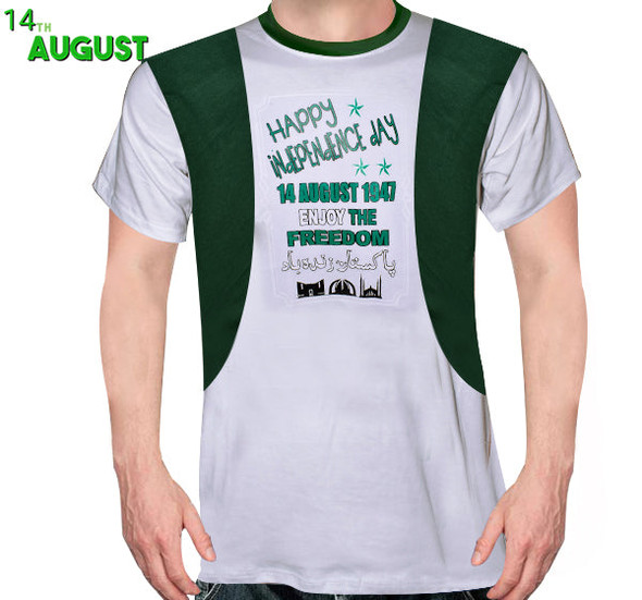 Enjoy The Freedom Printed T-Shirt For Men's - Green & White at Hiffey .pk