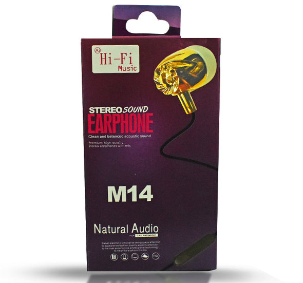 Hi Fi Music Natural Audio Earphone M14 - Black - Hiffey