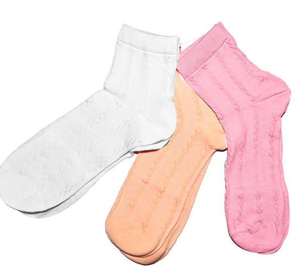 White Pink & Peach Full Socks For Women - Pack of 3