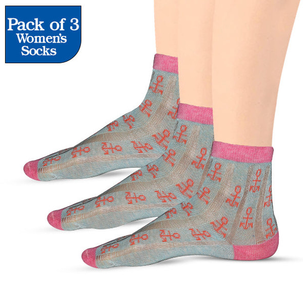 Bonas Women Thin Socks - Blue - Pack Of 3 at Hiffey .pk