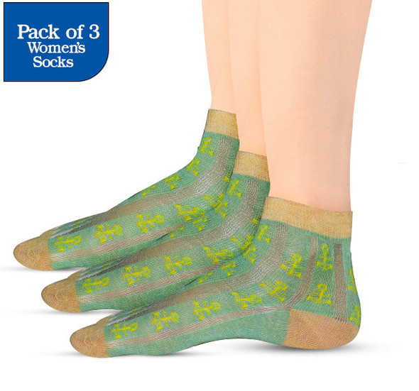 Bonas Women Thin Socks - Green - Pack Of 3 - Hiffey
