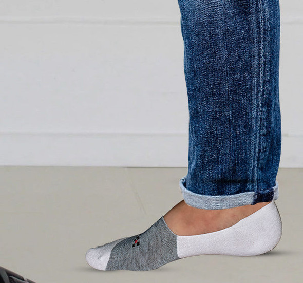 Comfy Loafer Socks Men - White & Grey - Pack Of 3 - Hiffey