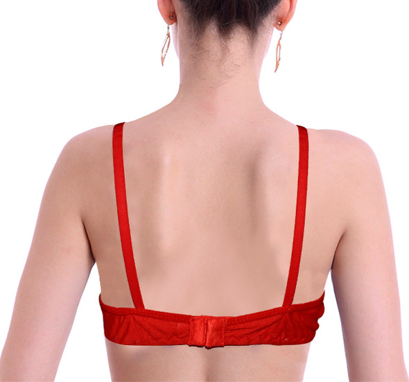 Duet Lace Non Padded Soft Cotton Demi Bra - Red at Hiffey .pk