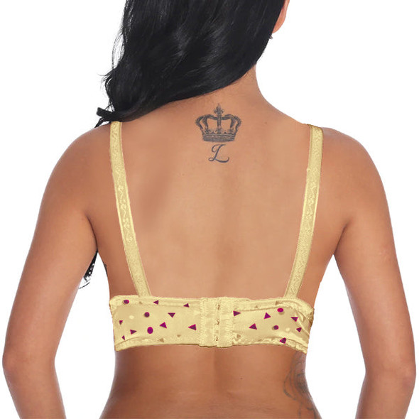 Mix Polka & Angles Printed Stretchable Soft Non Padded Bra - Light Yellow - Hiffey