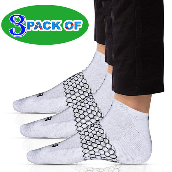 Ellipse Pattern Cotton Ankle Socks Men Pack of 3 - White at Hiffey .pk