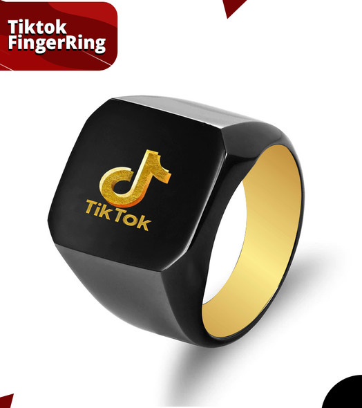 Titanium Stainless Steel TikTok Black Ring at Hiffey .pk