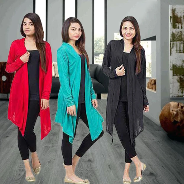 Multi Color Long Polyester Shrug's for Women's at Hiffey .pk