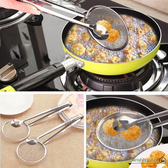 Stainless Steel Frying Holder Tong With Strainer - Hiffey