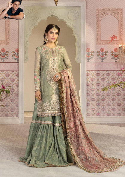 Wedding Collection Embroidered Spengle Unstitched Suit - Hiffey