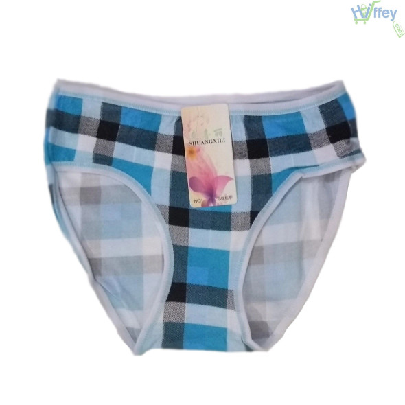 Printed Check Blue Color Cotton Panties at Hiffey .pk