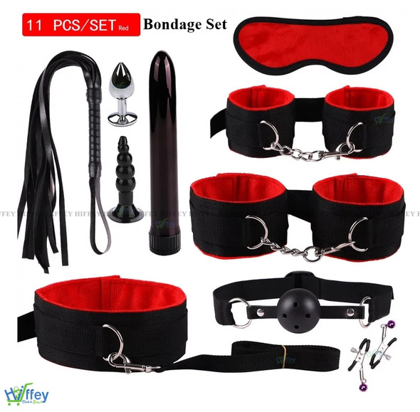 Under Bed Bondage Set Collar Whip Cuffs Rope Restraint System Kit BDSM Toy - 11Pcs at Hiffey .pk