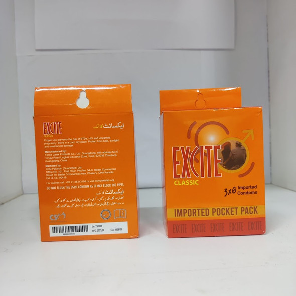 Excite Classic Imported Condoms Complete Box - 18pcs