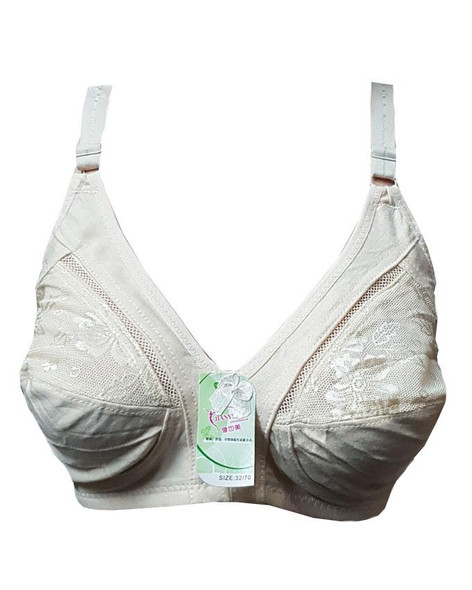 Light Yellow Cotton Half Net Non Padded Bra at Hiffey .pk