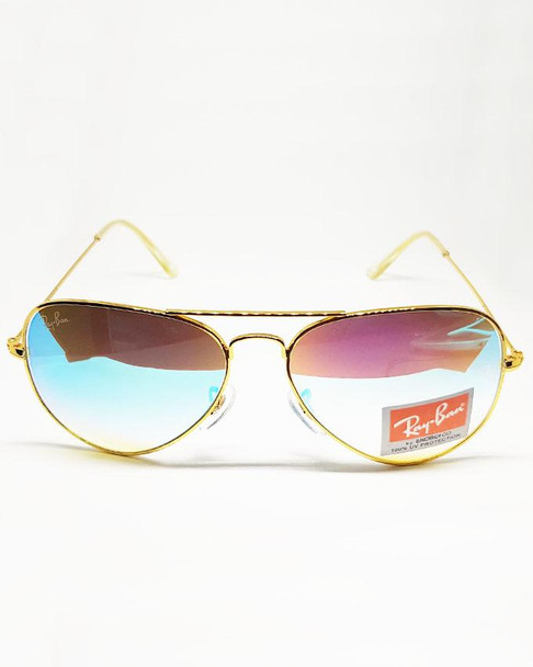 Golden Frame Blue Shade Sunglasses - Hiffey