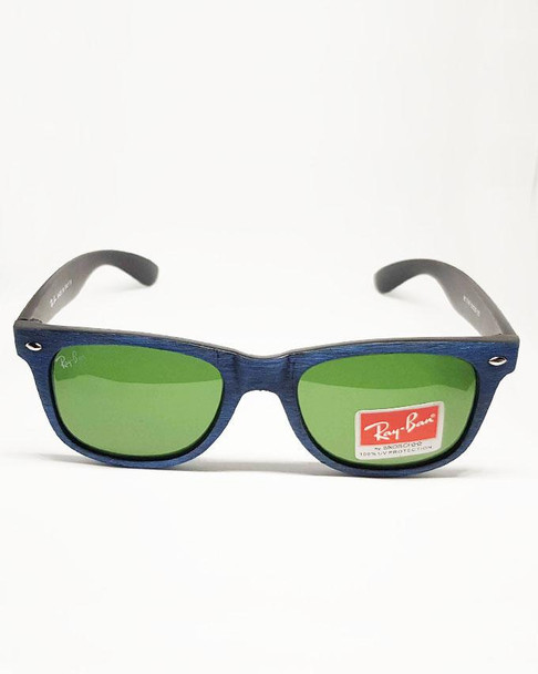 Blue wood Textured Square Sunglasses - Hiffey