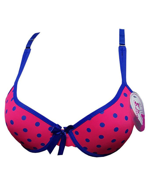 Polka Dots Padded Wired Fancy Bra - Light Red at Hiffey .pk