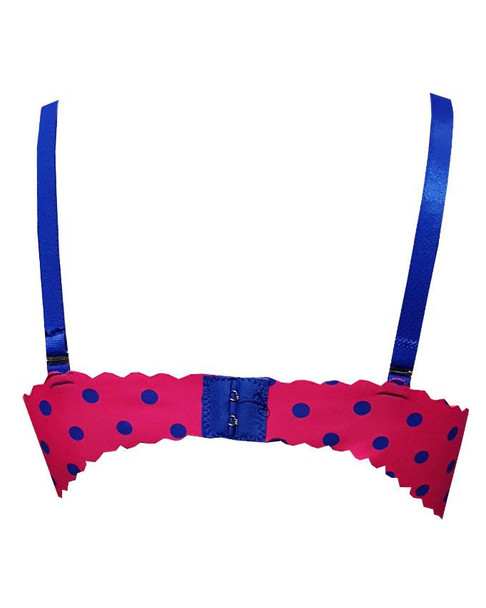 Polka Dots Padded Wired Fancy Bra - Light Red - Hiffey