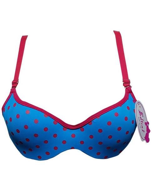 Padded Wired Fancy Bra Maroon Laces - Blue at Hiffey .pk