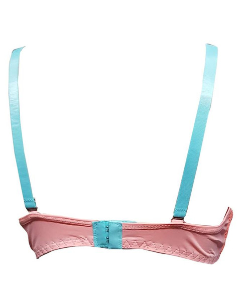 Padded Wired Fancy Bra Sea Green Strap - Peach - Hiffey