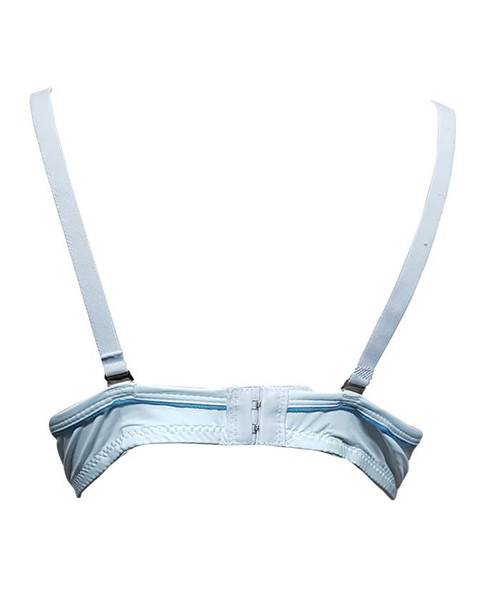 Padded Wired Fancy Bra With Blue Piping  - White