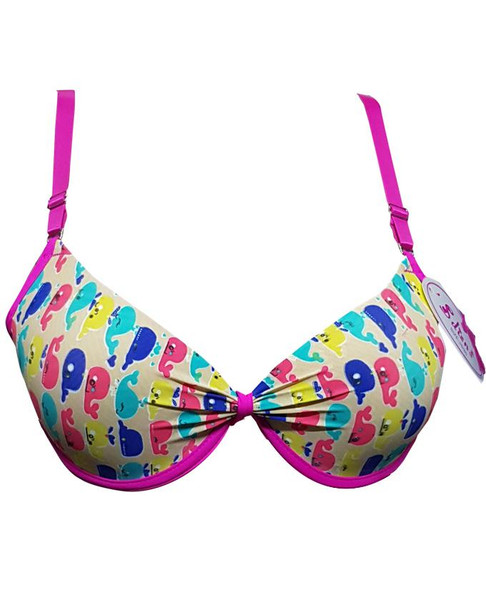 Padded Bra Wired Pink Stripes Multi Whale Printed -Skin at Hiffey .pk