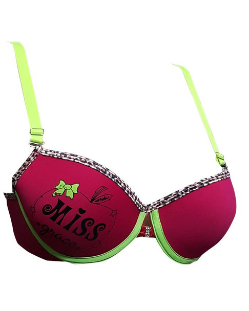 Miss Grace Padded Bra Wired Leopard Printed Piping -Maroon at Hiffey .pk