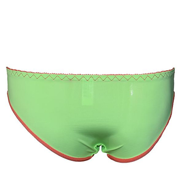 Bow Printed Simple Padded Underwired Bra and Panty for Women - Apple Green - Hiffey