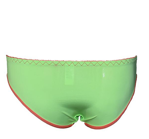 Bow Printed Simple Padded Underwired Bra and Panty for Women - Apple Green - Hiffey