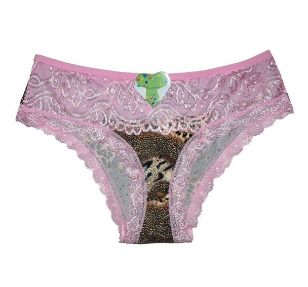 Ladies Lace Printed Fancy Panties - Pink - Hiffey