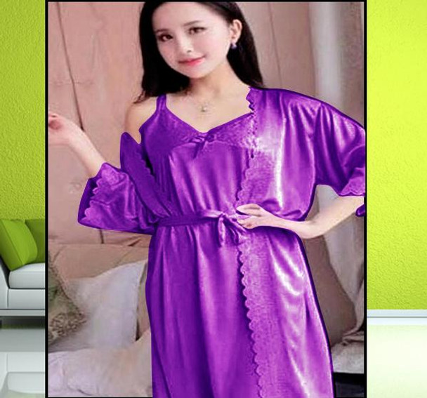 2 Piece Night Gown - Dark Purple at Hiffey .pk