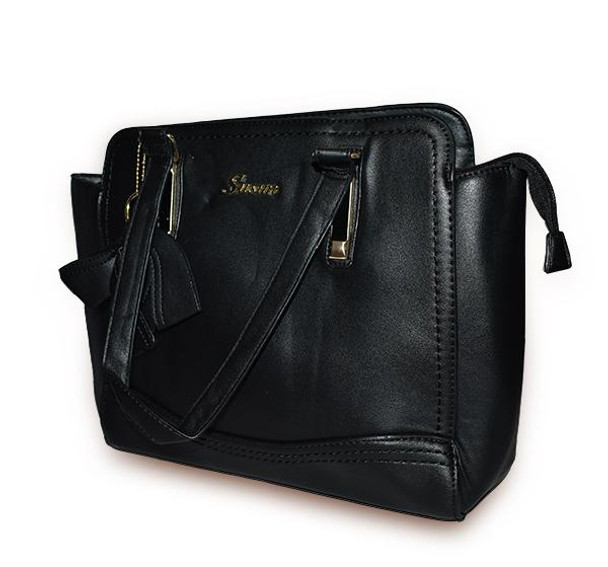 Classic PU Leather Handbag with Wallet for Ladies - Black