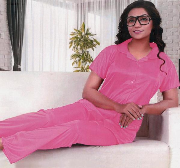 Silk Satin Nightwear Dress for Ladies - Pink at Hiffey .pk