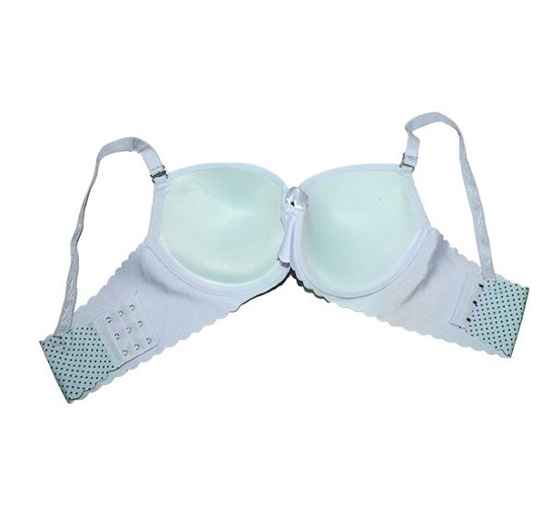Lace with Ribbon Padded Wired Bra for Ladies - White - Hiffey