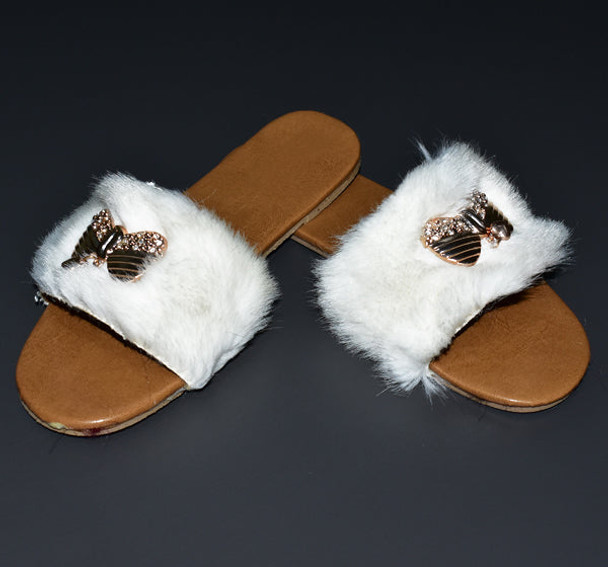 White Fur Stylish Footwear for Ladies - Hiffey