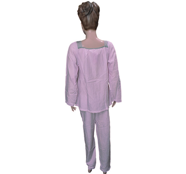 Women's Cotton Pajama Suit Long Sleeves Comfort Sleepwear - Pink